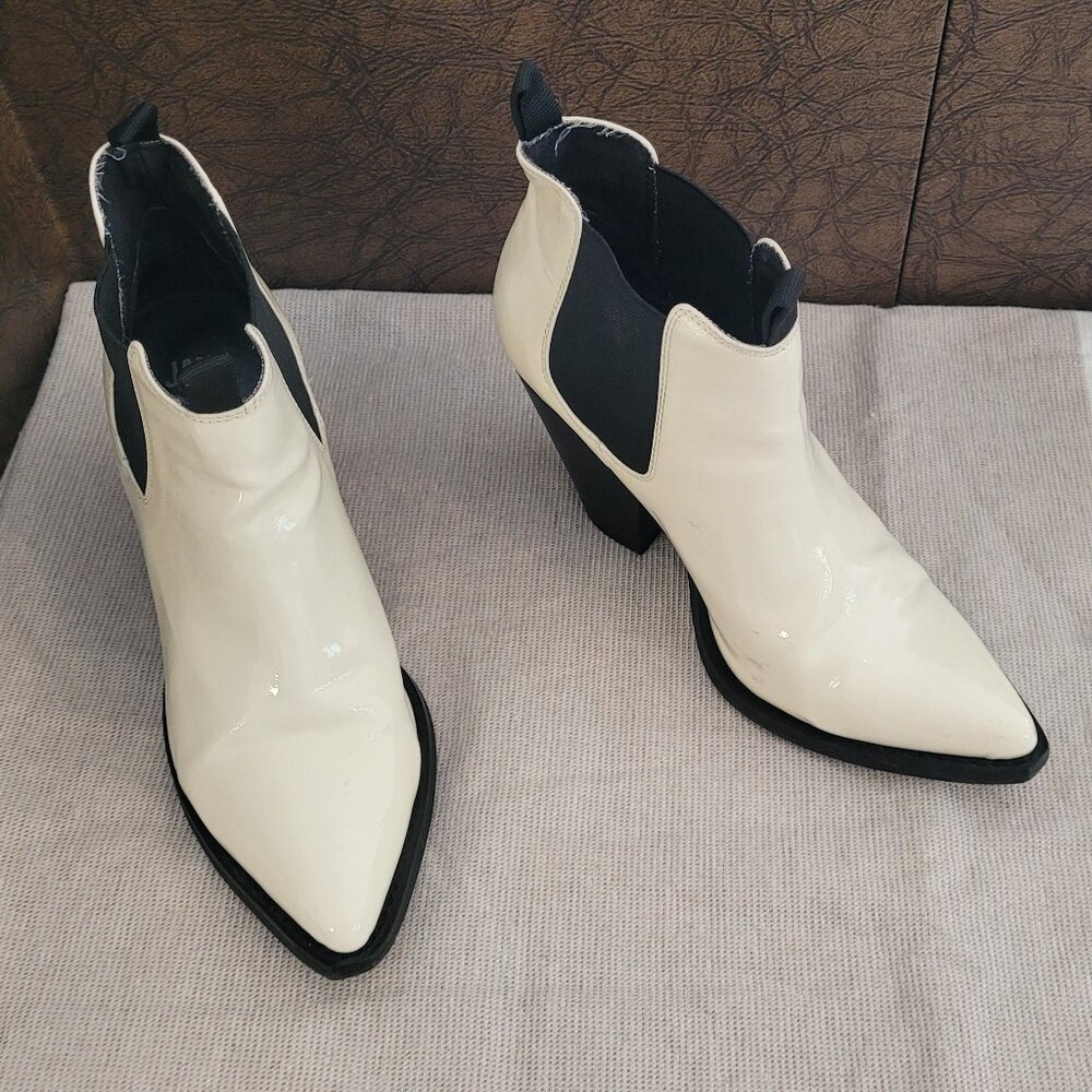 Jane and the Shoe White and Black Pointed Toe Chelsea ankle bootie